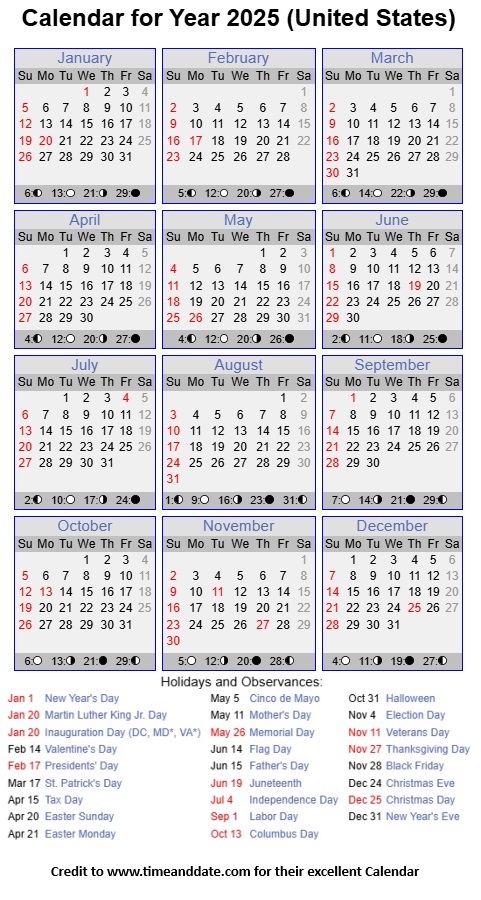 Thanks to Time and Date dot com